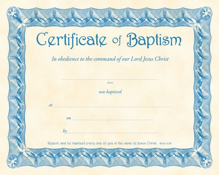 {=Certificate-Baptism (Acts 2:38) (Blue Parchment) (Pack Of 6)}