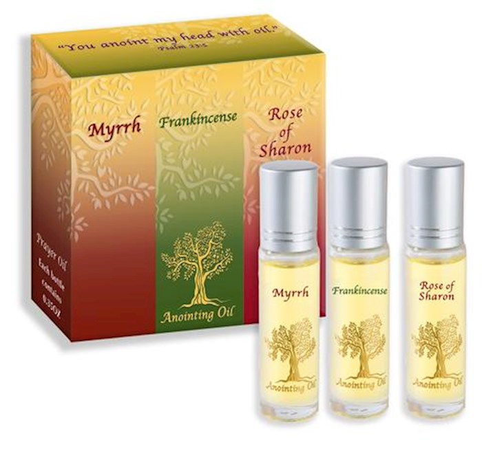 {=Anointing Oil-Set of Three Oils-Frankincense  Myrrh And Rose Of Sharon (#61205)}
