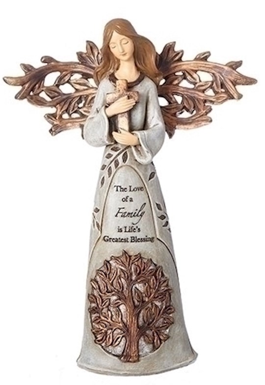{=Figurine-Angel Holding Cross-Love Of A Family}