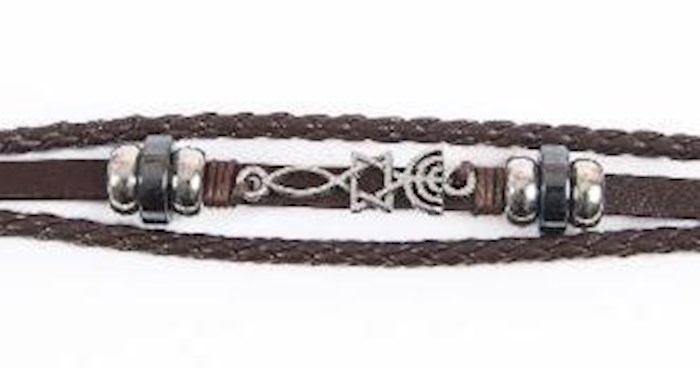 {=Bracelet-Roots Symbol-Leather Cord (#9813)}