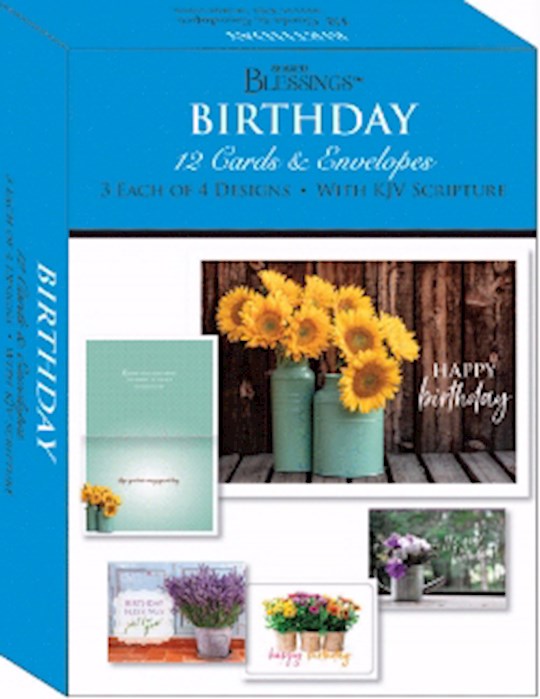 {=Card-Boxed-Shared Blessings-Birthday Flowers In A Vase (Box Of 12)}