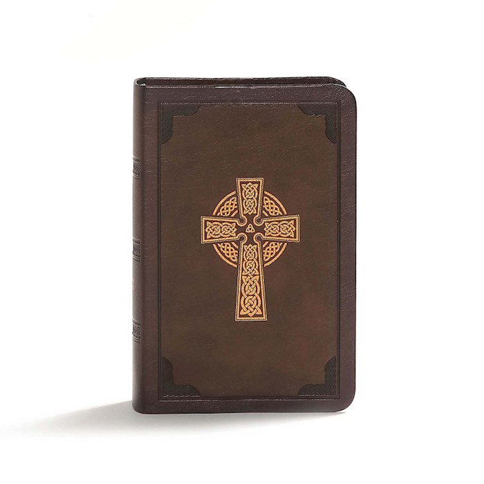 {=CSB Large Print Compact Reference Bible-Brown Celtic Cross LeatherTouch}