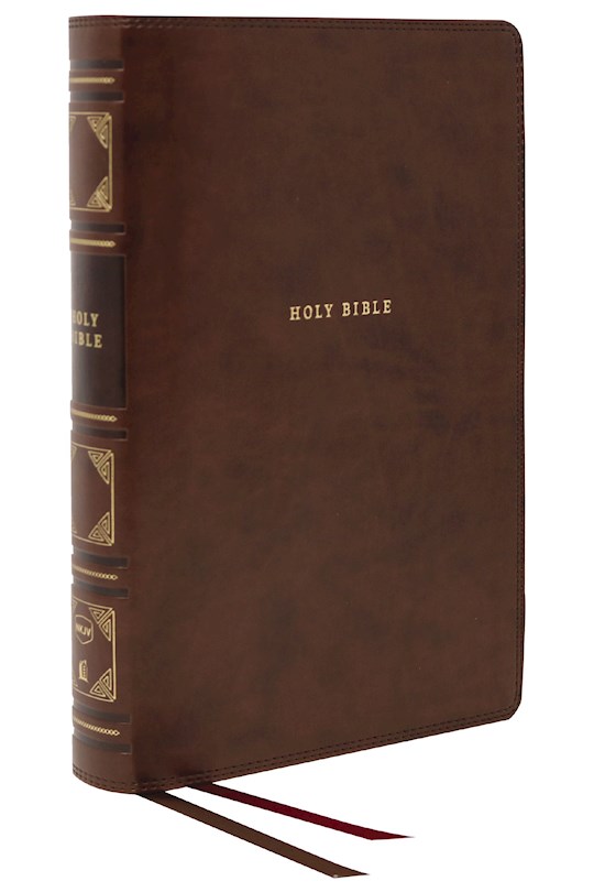 {=NKJV Center-Column Reference Bible (Comfort Print)-Brown Leathersoft Indexed}