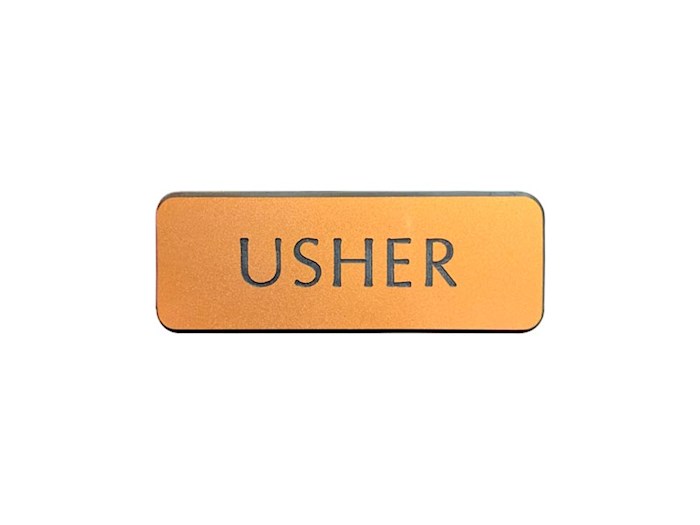 {=Badge-Contemporary-Usher-Gold/Black-Magnetic Back}