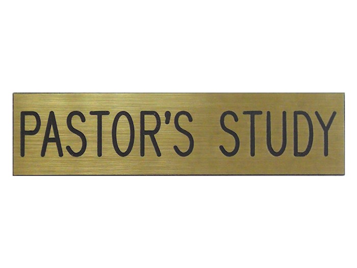 {=Sign-Pastor's Study-Adhesive Back-Formica-Gold/Black}