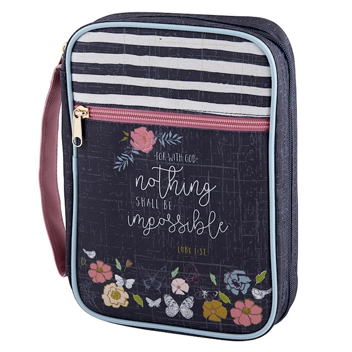 {=Bible Cover-Nothing Shall Be Impossible-Canvas (7"" X 10"") }