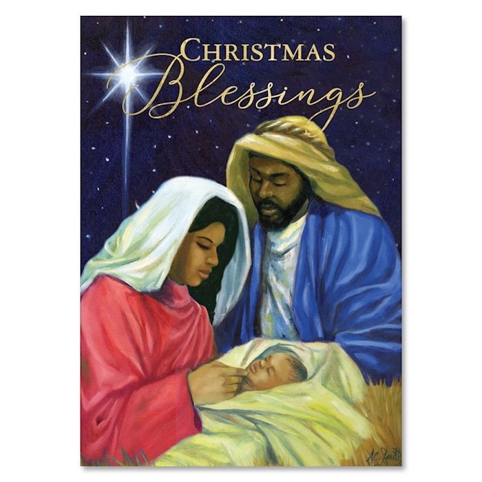 {=Card-Boxed-Christmas Blessings/Holy Family w/Foil-Lined Envelopes (Box Of 15)}