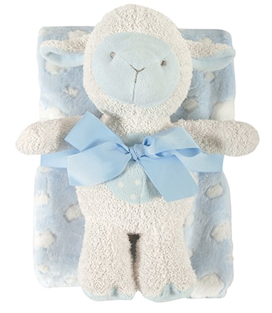 {=Lamb Blanket & Toy Set-Blue (2 Pieces)}