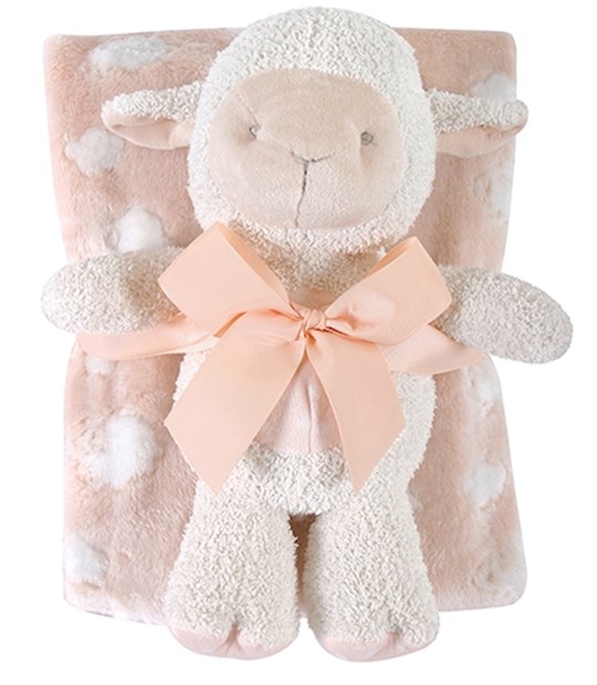 {=Lamb Blanket & Toy Set-Pink (2 Pieces)}