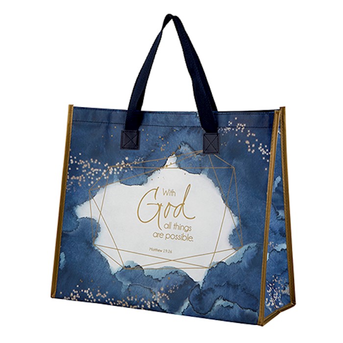 {=Tote Bag-With God All Things Are Possible (16"" X 13.25"" W/7"" Gusset)-Nylon}
