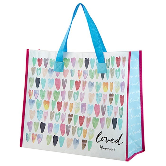 {=Tote Bag-Brave Heart-Loved (16"" X 13.25"" W/7"" Gusset)-Laminated Nylon}