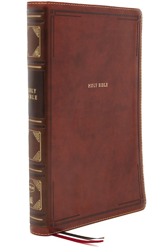 {=NKJV Center-Column Giant Print Reference Bible (Comfort Print)-Brown Leathersoft Indexed}