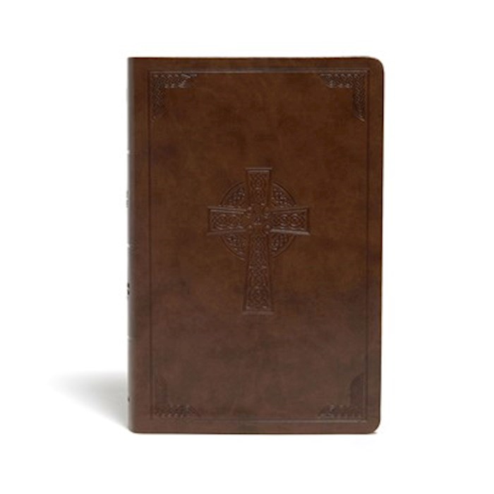 {=CSB Large Print Personal Size Reference Bible-Brown Celtic Cross LeatherTouch}