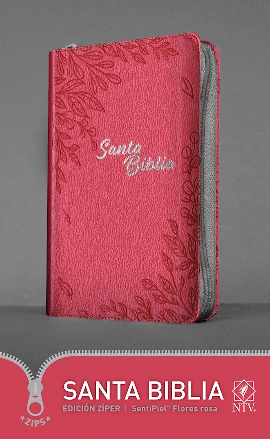 {=Span-NTV Holy Bible (Santa Biblia  Edicion Ziper)-Pink Flowers LeatherLike w/Zipper}