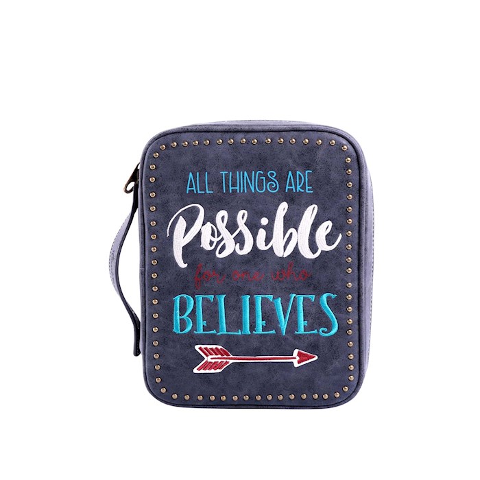 {=Bible Cover-All Things Are Possible For One Who Believes w/Arrow-Black}