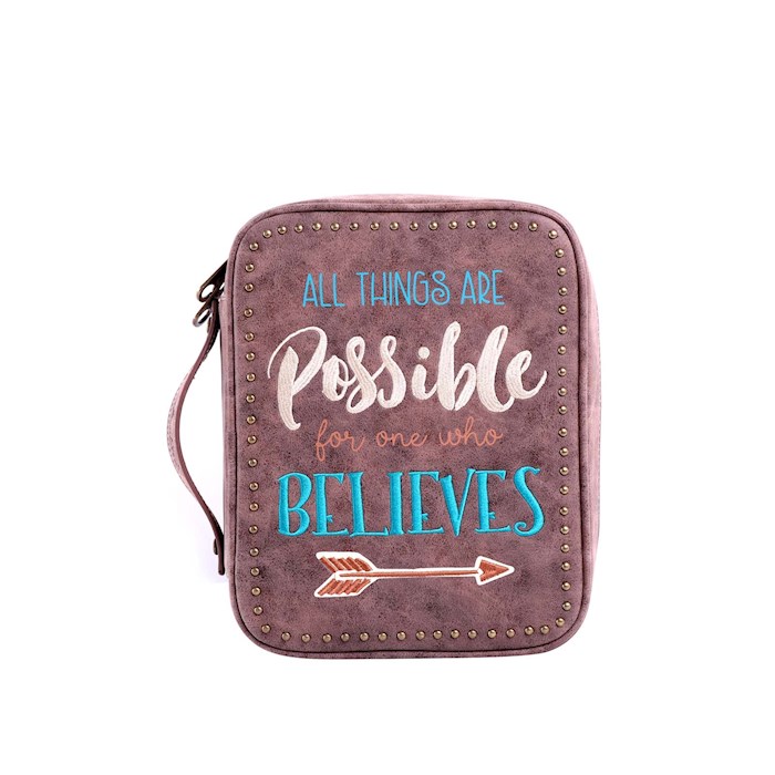 {=Bible Cover-All Things Are Possible For One Who Believes w/Arrow-Coffee}