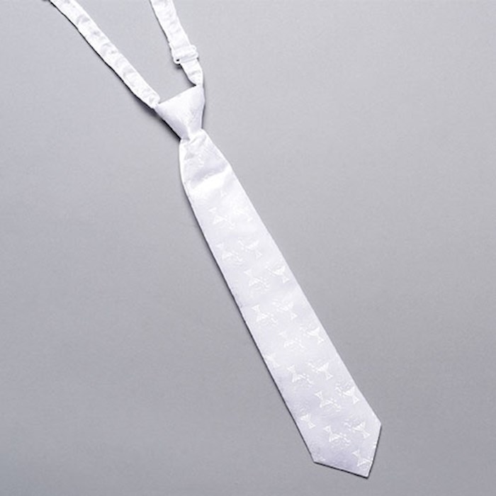 {=Boy's Pre-Knotted White Communion Necktie (12")}