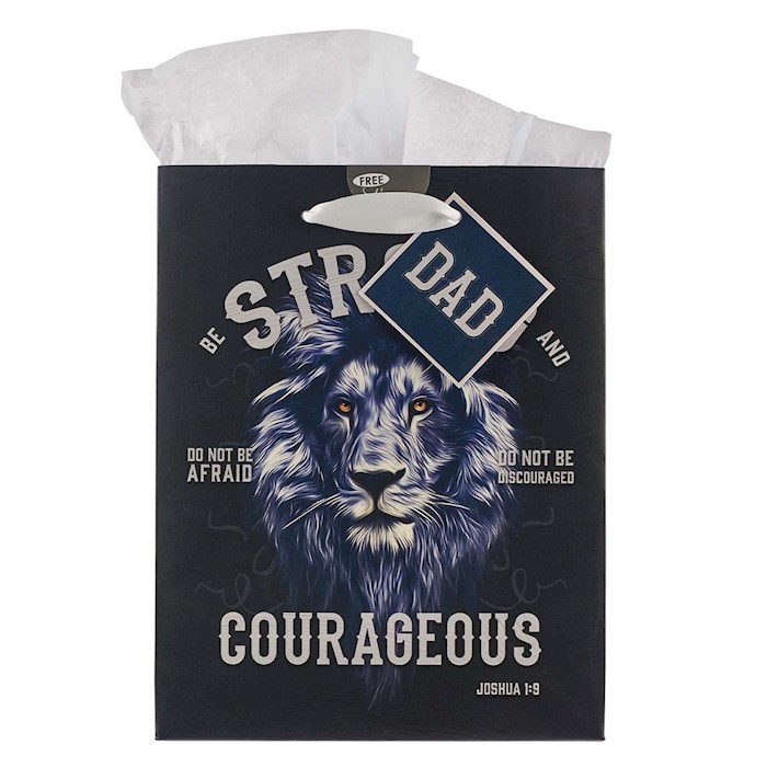 {=Gift Bag Medium Strong & Courageous Dad Joshua 1:9}
