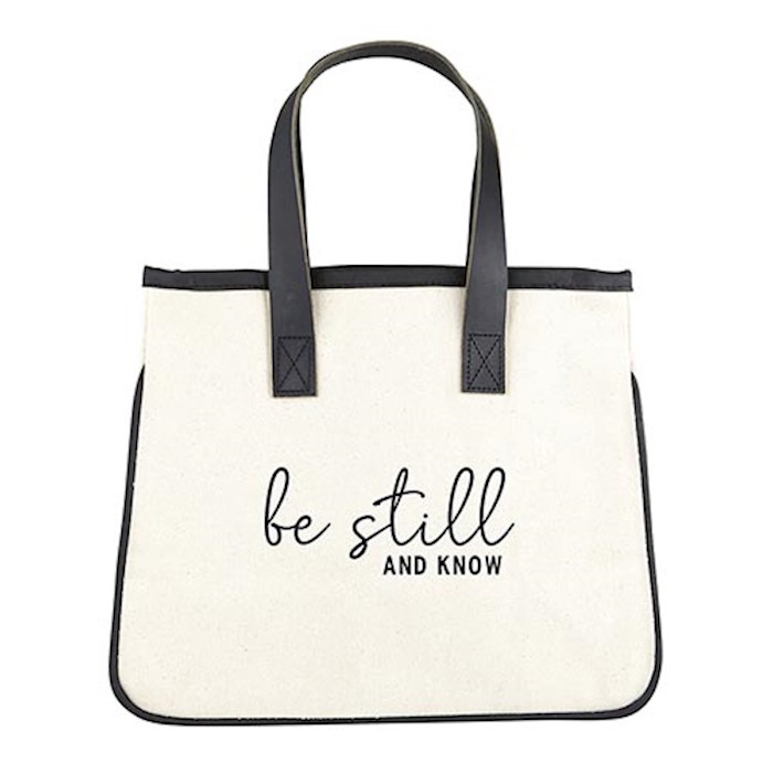 {=Mini Tote Bag-Be Still And Know (12" X 9.5" W/6" Gusset)-Canvas}