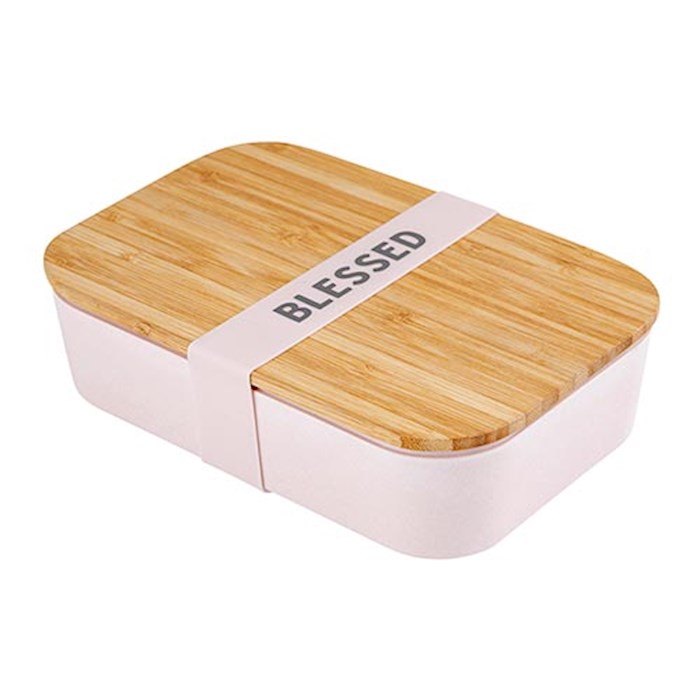 {=Lunch Box-Blessed-Bamboo w/Silicone Sleeve (7.4"W x 2.2"H x 4.9"D)}