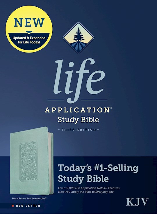 {=KJV Life Application Study Bible (Third Edition)-RL-Teal Floral Frame LeatherLike}