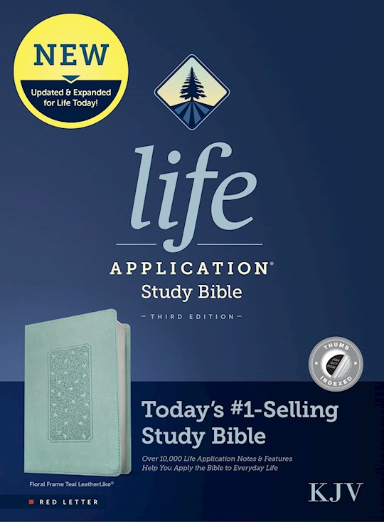 {=KJV Life Application Study Bible (Third Edition)-RL-Teal Floral Frame LeatherLike Indexed}