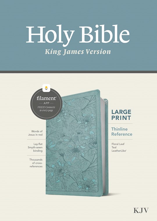 {=KJV Large Print Thinline Reference Bible/Filament Enabled Edition-Floral Leaf Teal LeatherLike}