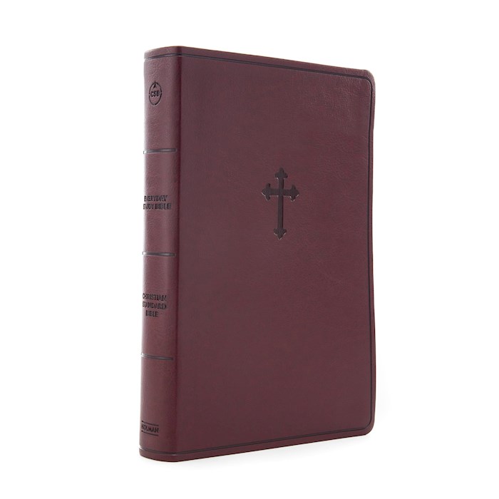 {=CSB Everyday Study Bible-Burgundy Cross Design LeatherTouch}