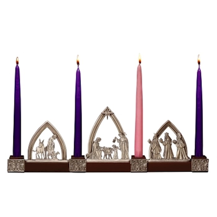 {=Advent Candle Holder-Nativity w/3 Purple & 1 Pink Candle Included (18" x 8" x 2")}