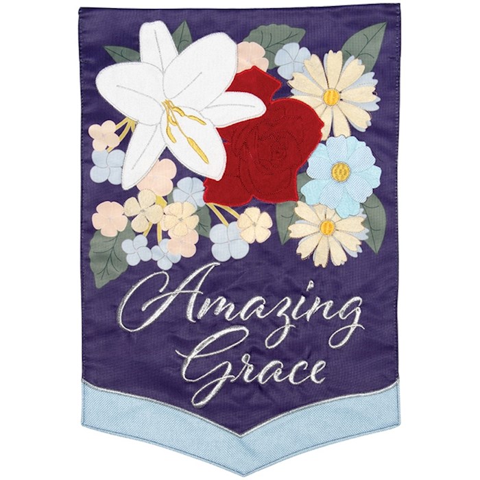 {=Flag-Garden-Applique-Amazing Grace (12.5" x 18")}