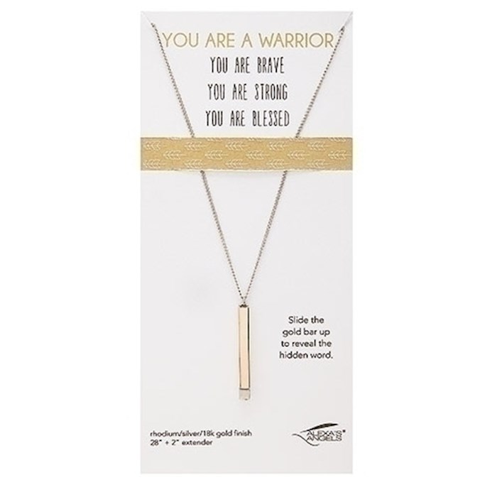 {=Necklace-Hidden Message-You Are A Warrior (28" w/2" ext)}