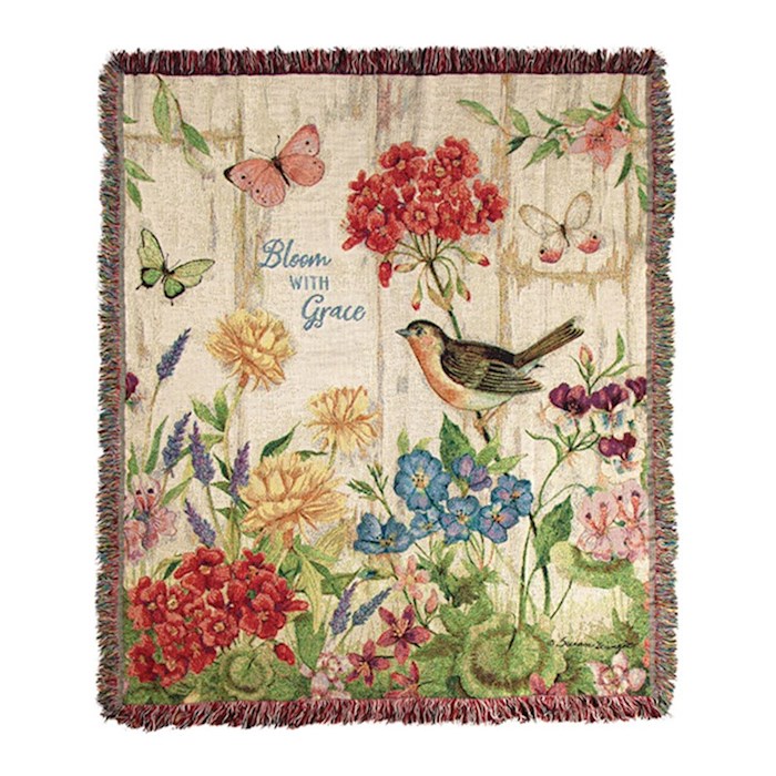 {=Throw-Bloom With Grace-Tapestry (50" x 60")}
