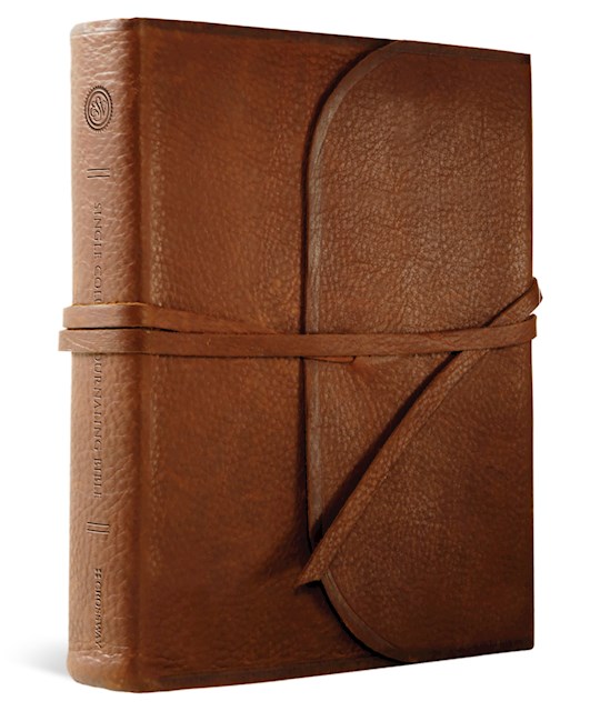 {=ESV Single Column Journaling Bible-Brown Leather w/Flap & Strap}
