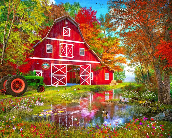 {=Jigsaw Puzzle-Autumn At The Old Barn (1000 Pieces)}