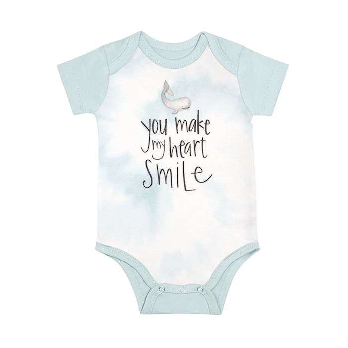 {=Baby Bodysuit-You Make My Heart Smile-Blue (3-6 Months)}