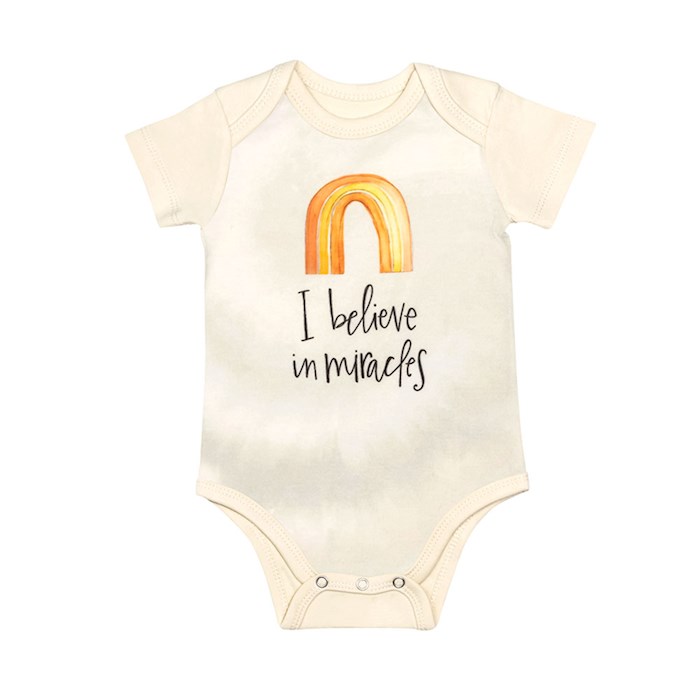 {=Baby Bodysuit-I Believe In Miracles-Yellow (3-6 Months)}