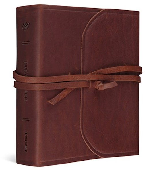 {=ESV Journaling Bible-Brown Natural Leather With Flap & Strap}