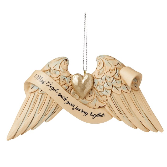 {=Ornament-Jim Shore/Heartwood Creek-Wedding Angel Wings (4.75"L)}