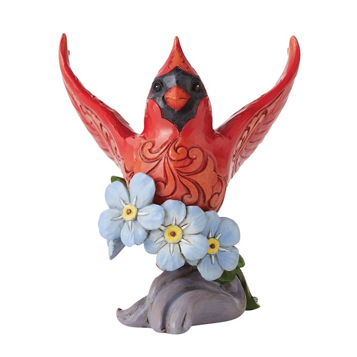 {=Figurine-Jim Shore/Caring Cardinal Forget-Me-Not (6.5")}