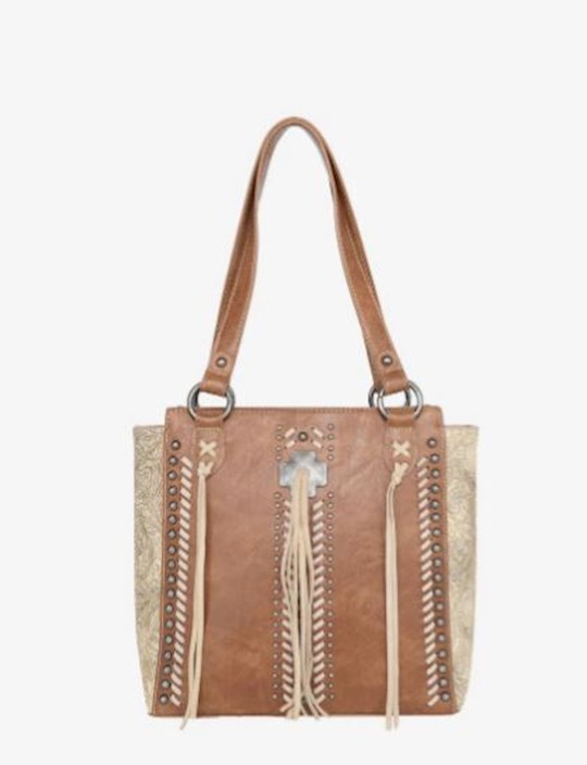 {=Tote-Cross With Tassel (Concealed Carry)-Brown}