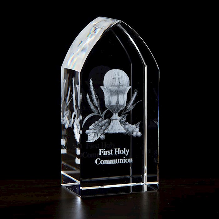 {=Etched Glass Stand-First Holy Communion (3.25" x 1.5")}