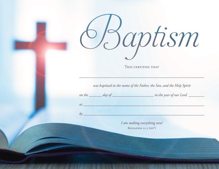 {=Certificate-Baptism (8-1/2x11  Coated Stock) (Pack Of 6)}