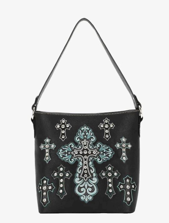 {=Hobo-Embroidered Multiple Cross (Concealed Carry)-Black}