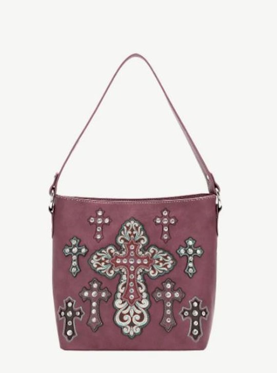 {=Hobo-Embroidered Multiple Cross (Concealed Carry)-Purple}