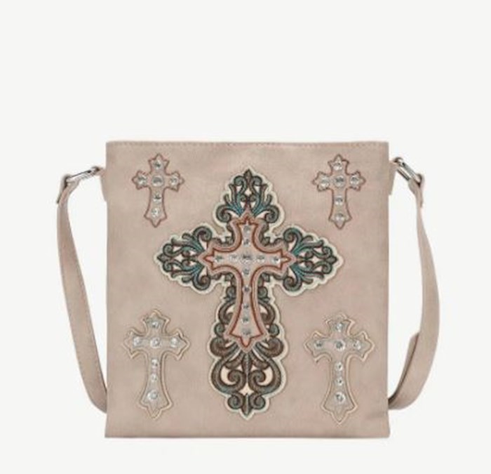 {=Crossbody Bag-Embroidered Multiple Cross-Tan}