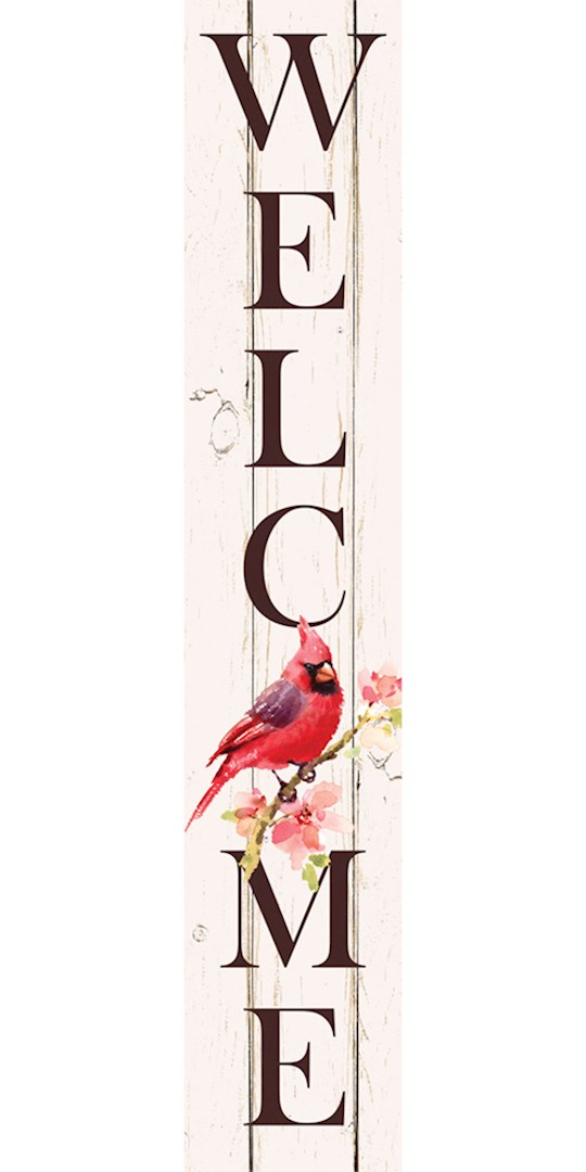 {=Porch Sign-Spring Cardinal Welcome (4" x 24")}