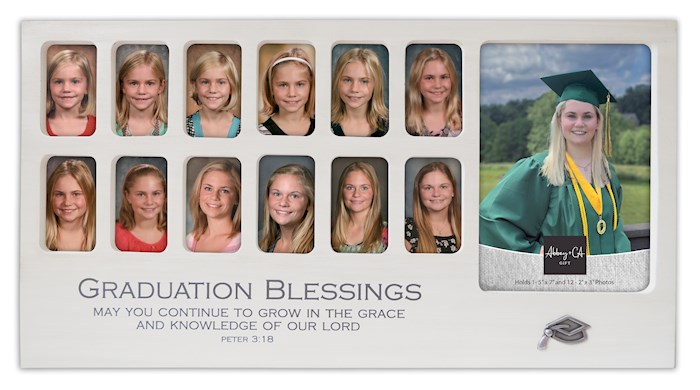 {=Collage Frame-Graduation Blessings-Peter 3:18 (Holds 1-5x7 & 12-2x3 Photos) (17 x 9)}