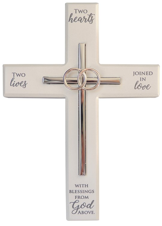 {=Wall Cross-Two Hearts w/Blessings From God (7" x 10")}