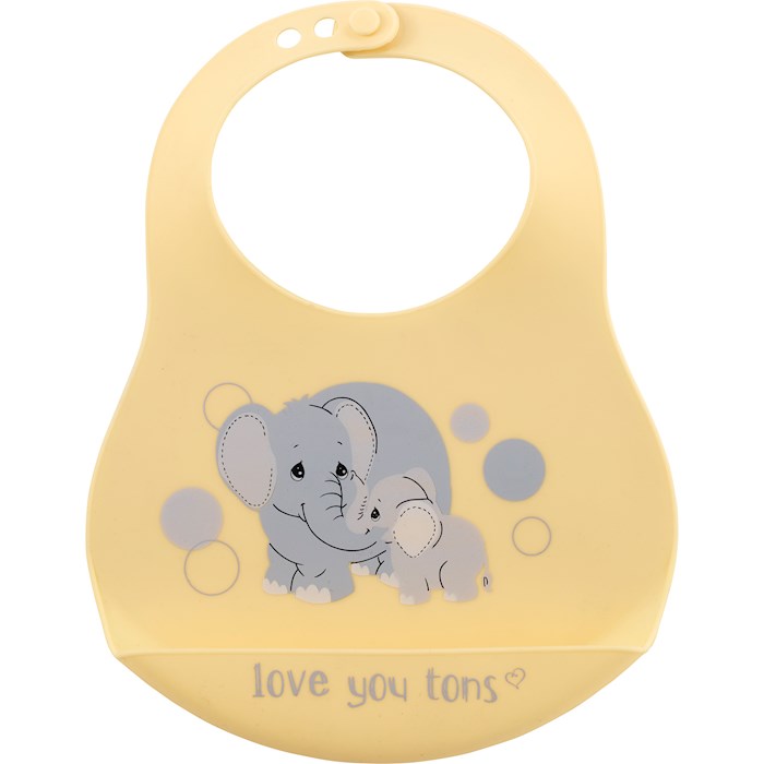 {=Bib-Love You Tons-Elephant-Silicone Baby Bib (10 x 7.25)}