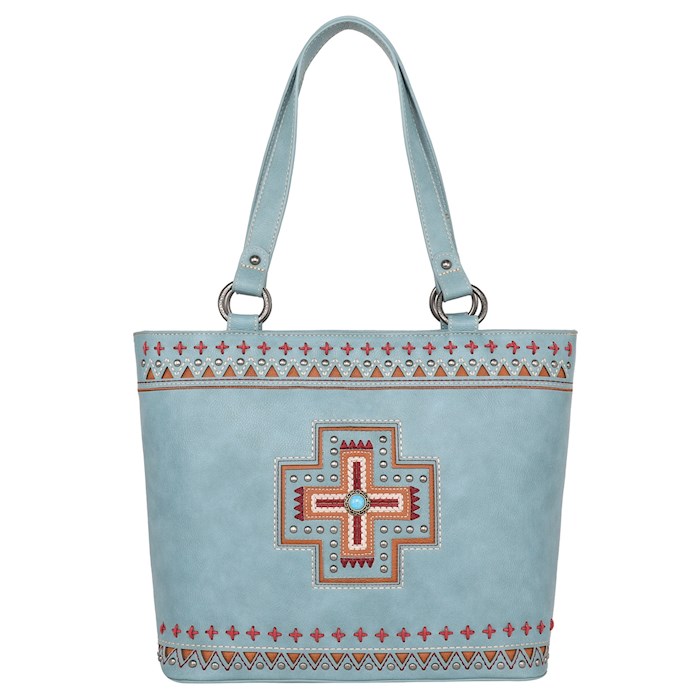 {=Tote-Aztec Cross (Concealed Carry)-Turquoise}